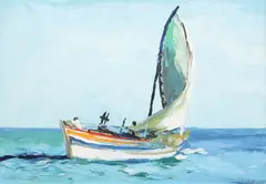 Mario Berrino, Sailboat at Sea, oil on canvas