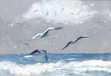 Mario Berrino, Seascape with Gulls, oil on canvas