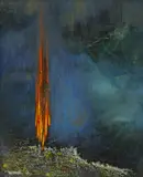 Abstract Composition by Leonardo Nierman, oil on Masonite, sold Jun 2025