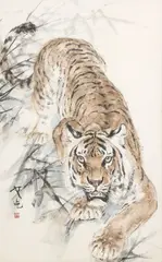 Weng Wenguang, Prowling Tiger, ink and watercolor painting on paper