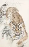 Weng Wenguang, Prowling Tiger, ink and watercolor painting on paper
