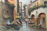 Giovanni Lorenzo Guidotti, Italian Street Market, oil on canvas