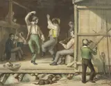 William Sidney Mount, Music is Contagious, hand-colored lithograph on paper