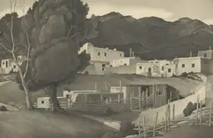 Charles M. Capps, Taos, aquatint etching on paper
