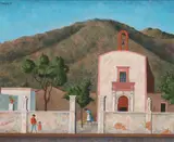 Bernique Longley, Adobe Mission Church, oil on canvas