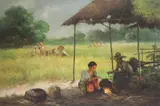 Oscar T. Navarro, Harvest Season, oil on canvas board