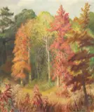 Emma Louise Richardson Cherry, Autumn at Langtry, oil on stretched canvas