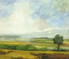 Salvatore Esposito, Landscape with a Solitary Tree, oil on canvas