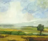 Salvatore Esposito, Landscape with a Solitary Tree, oil on canvas
