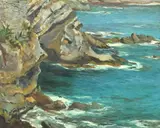 Saverio Seassaro, Mediterranean Seascape, oil on canvas