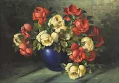 Mario Salimbeni, Still Life with Vase of Flowers, Italian School oil on canvas