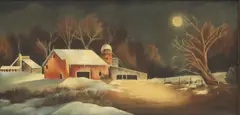 Maxine Cox, Snow Covered Barn, oil on canvas