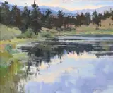 Jill Carver, Evening Rise - Lily Lake, oil on canvas