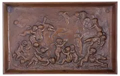 Jean Denis Larue, late 19th c., Neoclassical patinated bronze tray