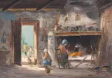 Mario Fattori, Interno di Casa Colonica (Interior of a Farmhouse), oil on canvas