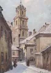 Wladyslaw T. Chmielinski, Impressionist Winter Scene, oil on canvas