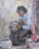Roy Keister, Indian Artist, oil on paper board