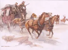 Shep Chadhorn, Stagecoach, oil on Masonite