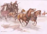 Shep Chadhorn, Stagecoach, oil on Masonite