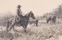 Rick Morris Patterson, Cactus Patch Kids, charcoal drawing on board