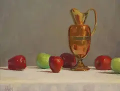 Don Ward, Still Life with Apples and Pitcher, oil on board