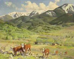 Leroy E. Greene, Inquisitive (Between Roscoe and Luther, Mont.), oil on canvas