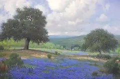 Cal Gaspard, Texas Hill Country Bluebonnets, oil on canvas