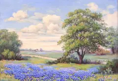 Lula May Spencer, Texas Bluebonnet Landscape, oil on canvas