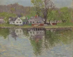 Joseph Eliot Enneking, Springtime in Mystic, oil on canvas board