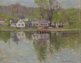 Joseph Eliot Enneking, Springtime in Mystic, oil on canvas board