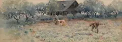 Luther Van Gorder, Farm Harvest Scene, watercolor painting on paper