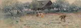 Luther Van Gorder, Farm Harvest Scene, watercolor painting on paper