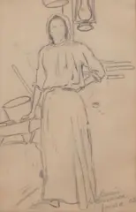 Edward Borein, La Bassanca Sonora (The Sonora Lowlands), graphite drawing on paper