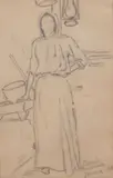 Edward Borein, La Bassanca Sonora (The Sonora Lowlands), graphite drawing on paper