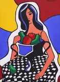 Alma Ramsden, Seated Female Portrait with Bowl of Fruit, oil on canvas