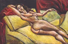 John M. Dalton, Reclined Female Nude, oil painting on canvas