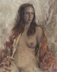 Ignat Ignatov, Girl With A Red Robe, oil on canvas