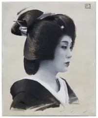 Philippe Couture, Monochrome Portrait of a Geisha, oil on canvas