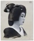 Philippe Couture, Monochrome Portrait of a Geisha, oil on canvas