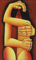 Oswaldo Guayasamín, Embracing Couple, oil on canvas