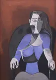 Pablo Picasso, Femme Assise Dans un Fauteuil Noir/ Jacqueline (Woman Sitting in a Black Armchair), oil on board
