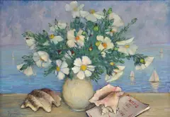 Fortunato V. Figone, Matilija Poppy, oil on canvas
