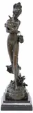 Jean Patou, Female Nude with Basket of Flowers, Painted bronze figural sculpture