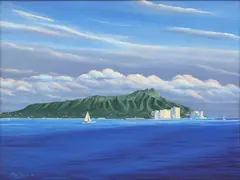 Mel Brown, Hawaiian Landscape from a Sea Perspective, oil on canvas