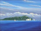 Mel Brown, Hawaiian Landscape from a Sea Perspective, oil on canvas