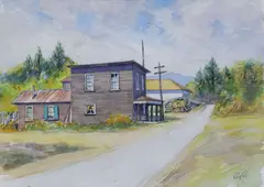 Irion Shields, Old Road, watercolor painting on paper