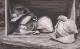 Scott Fraser, Cabbages, ink painting on paper