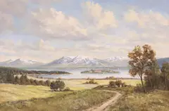 E. Worth, Coastal Landscape, oil on canvas
