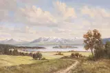 E. Worth, Coastal Landscape, oil on canvas
