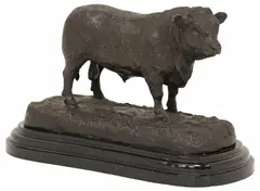 Jules Moigniez, Bull, Patinated bronze animal sculpture